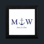 Bröllop nautiskt ankarfartyg, marinblått monogram minnesask<br><div class="desc">Bröllop nautiska ankarfartyg (blått och vitt) i monogrammet initialer Gift Box Minimalialist elegant Design Text anpassade text Kontrollera resten av samlingen för favörer,  presentpapper,  märkre,  klistermärken,  sälar,  etiketter,  party-förråd,  presentsäckar,  presentkort,  kort osv. underbar för havsstranden stil Bröllop vid havskusten</div>