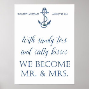 Bröllop, nautiskt tema, roligt meddelande poster