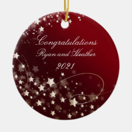 Bröllop Newlyweds Förlovning New Home Red Julgransprydnad Keramik