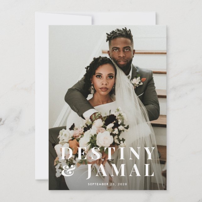 Bröllop Newlyweds par foto Anteckningskort (Framsida)