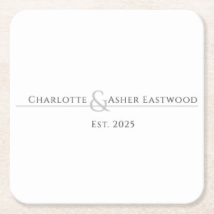 Bröllop Newlyweds Underlägg Papper Kvadrat