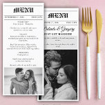 Bröllop Newspaper Roligt Black & White Photo Bröll Meny<br><div class="desc">En roligt av tidningen stil bröllop. Temat för tidningen bröllop har varit designat för att imitera en traditionell tidning med anpassade rubriker, text och svarta och vita foton. Den här tidningsmallen ändrar automatiskt dina uppladdade foton till svartvitt, så de måste ändras. En unik tidning stil bröllop är perfekt för alla...</div>