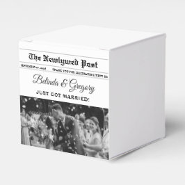 Bröllop Newspaper Roligt Black & White Photo Bröll Presentaskar