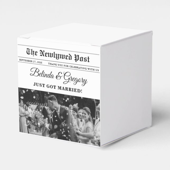 Bröllop Newspaper Roligt Black & White Photo Bröll Presentaskar (Framsidan Sidan)