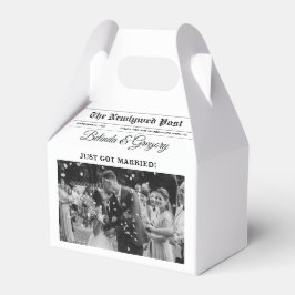 Bröllop Newspaper Roligt Black & White Photo Bröll Presentaskar