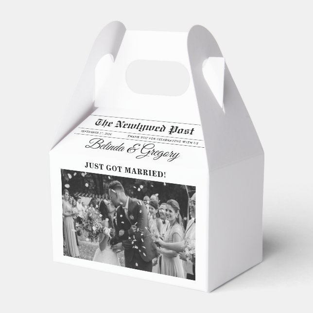 Bröllop Newspaper Roligt Black & White Photo Bröll Presentaskar (Framsidan Sidan)