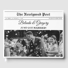 Bröllop Newspaper Roligt Black & White Photo Keeps Gästböcker