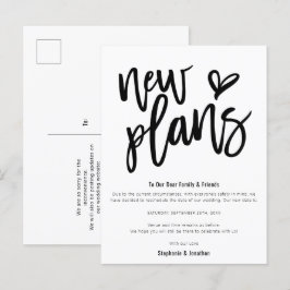 Bröllop Nya Planer Rädda Datum Stilig Skrift Meddelande Vykort