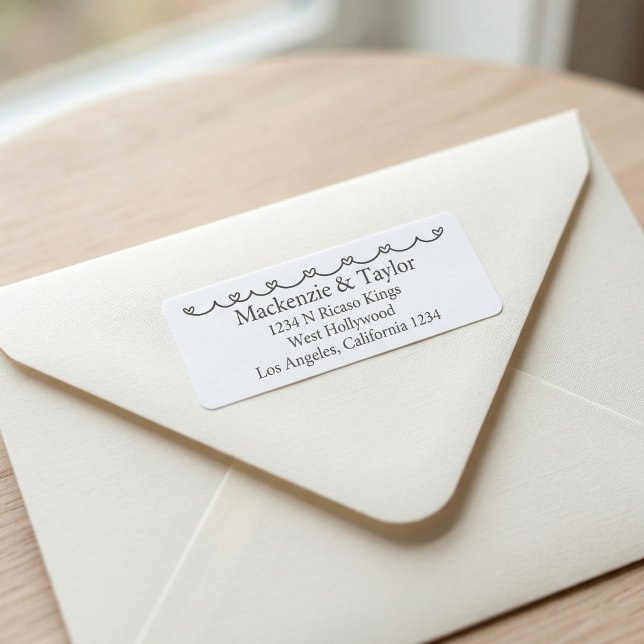 Bröllop Nyckfulla Klotter Grå och Vit  Returadress Etikett (Wedding Whimsical Doodles Grey and White Label by Ricaso. Modern chic return address labels
)