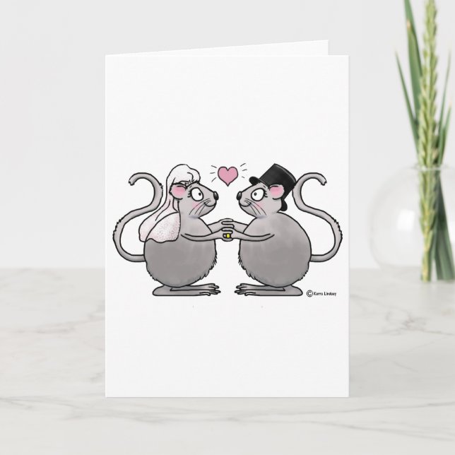 Bröllop Nygifta Bröllopsårsdag Möss Mus Par Kort (Framsida)
