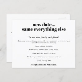 Bröllop Nytt Datum Allt Annat Likadant Enkel Text Meddelande Vykort