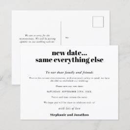 Bröllop Nytt Datum Allt Annat Samma Enkel Text Meddelande Vykort