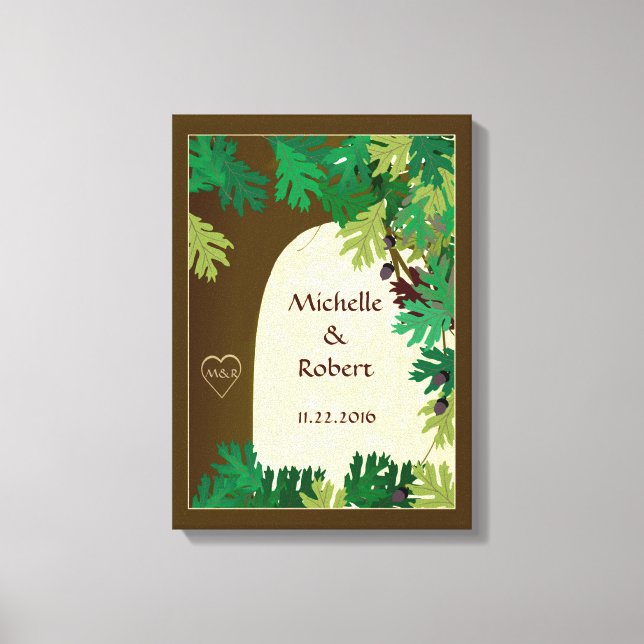 Bröllop Oak Träd Anpassningsbar Wrapped Canvas (Framsida)