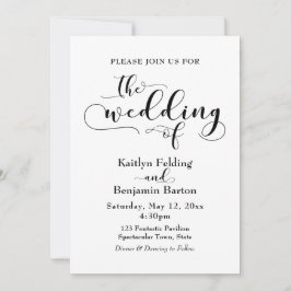 "Bröllop of" Black Typography, Simple, Elegant Inbjudningar