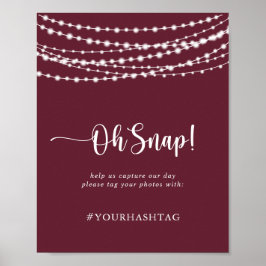 Bröllop Oh Snap Rustic String Ljus Burgundy Poster