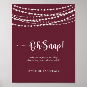 Bröllop Oh Snap Rustic String Ljus Burgundy Poster