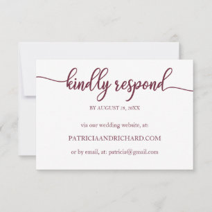Bröllop Online OSA kort Burgundy Calligraphy