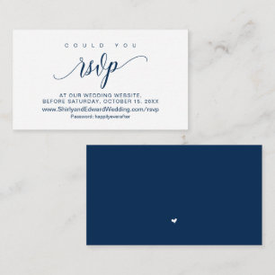 Bröllop online OSA, Modern Navy Blue Script Tilläggskort