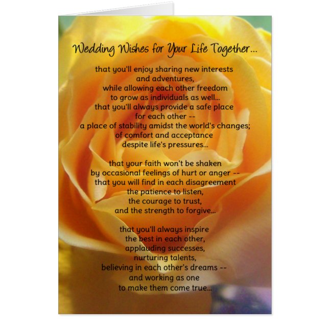 Bröllop Önskemål för ditt liv tillsammans... Hälsningskort (Framsidan)