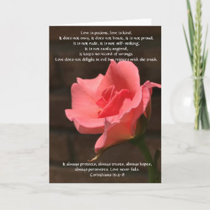 Bröllop Önskemål Rosa ros Corinthian Verse Kärlek Kort