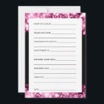 Bröllop Önskemål Rosa  Sparkling Ljus Rådkort<br><div class="desc">Mousserande Rosa mousserande Ljus Önskemål för brid- och groomkort/nya lyft-kort/Möhippa-rådgivningskort/Bröllop-rådgivningskort/Bröllop Önskemål-kort - perfekt för möhippor och elegant bröllop.</div>