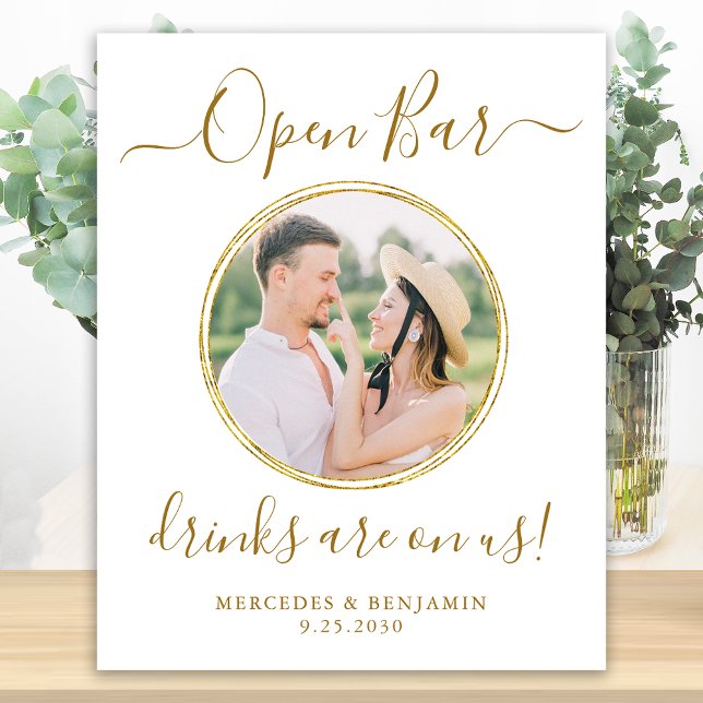 Bröllop Open Pub Personlig Elegant  Guld Photo Poster (Skapare uppladdad)