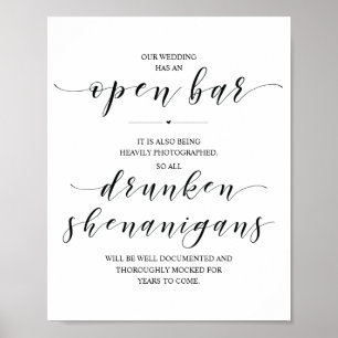 Bröllop Open Pub, rinnande shenanigans-tecken Poster