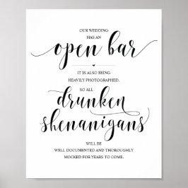 Bröllop Open Pub, rinnande shenanigans-tecken Poster