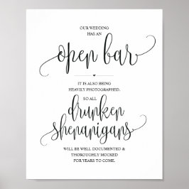 Bröllop Open Pub, rinnande shenanigans-tecken Poster