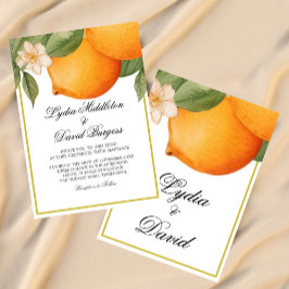 Bröllop Orange Citrus Summer Elegant Inbjudningar