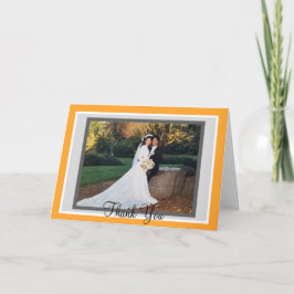 Bröllop Orange White Photo Tack Kort