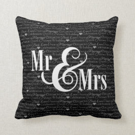 Bröllop-Ord-kudden "Mr & Mrs", personlig Kudde