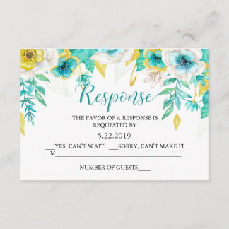 Bröllop OSA av Aqua Teal-Blommigt Kort