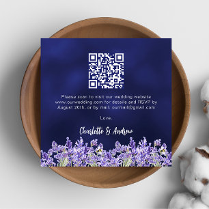 Bröllop OSA av blå QR-kod för Lavender-blommigtar Tilläggskort