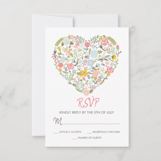 Bröllop OSA av blommigt Heart Kort (Framsida)