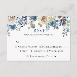 Bröllop OSA av Blommigten Navy Blue Champagne Kort