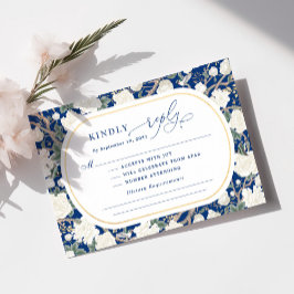 Bröllop OSA av Blommigten Navy Blue White Chinoise Kort