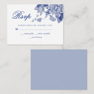 BRÖLLOP OSA AV BUDGETEN Classic Blue White Blommig Anteckningskort