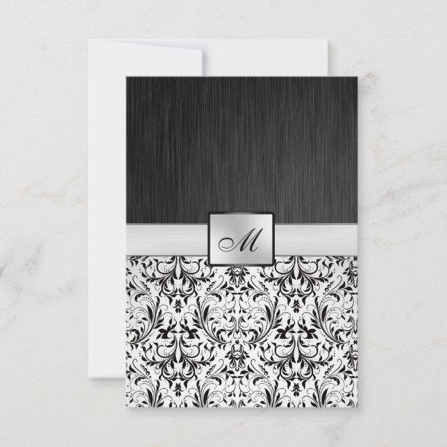 Bröllop OSA av elegant Damask Monogram Kort (Framsida)
