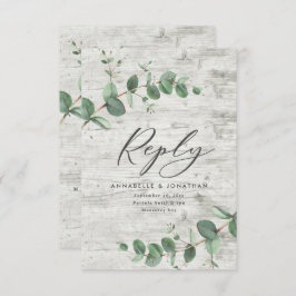 bröllop OSA av grönt eucalyptus foliage white wood