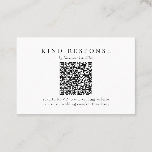 Bröllop OSA av klassiskt QR-kodkort för elegant Visitkort (Framsida)