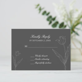 Bröllop OSA av kolliknande Tulp-Grått-minimalistko Kort