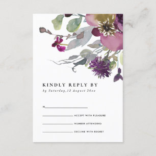 BRÖLLOP OSA AV LILA LILAC WATERCOLOR BLOMMIGT TILLÄGGSKORT