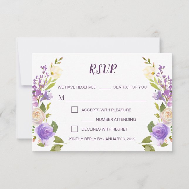 Bröllop OSA av Lilac Watercolor-Blommigt (Framsida)