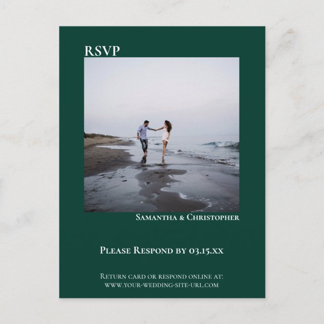 Bröllop OSA av minimalistisk fotomodern Emerald Gr Vykort (Framsida)