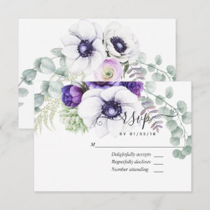 Bröllop OSA av Mint och Blue Watercolor-Blommigt Kort