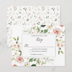 Bröllop OSA av mjuk Rosa Blommar Petals Blommigt Kort
