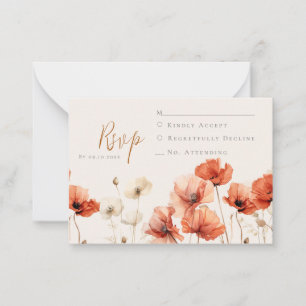 Bröllop OSA av poppies och Wildblommor Anteckningskort