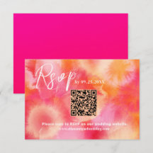 bröllop OSA av QR-svarskort för rosa orange QR-kod