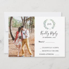 Bröllop OSA av vattenfärgen löv i monogram Inbjudningar